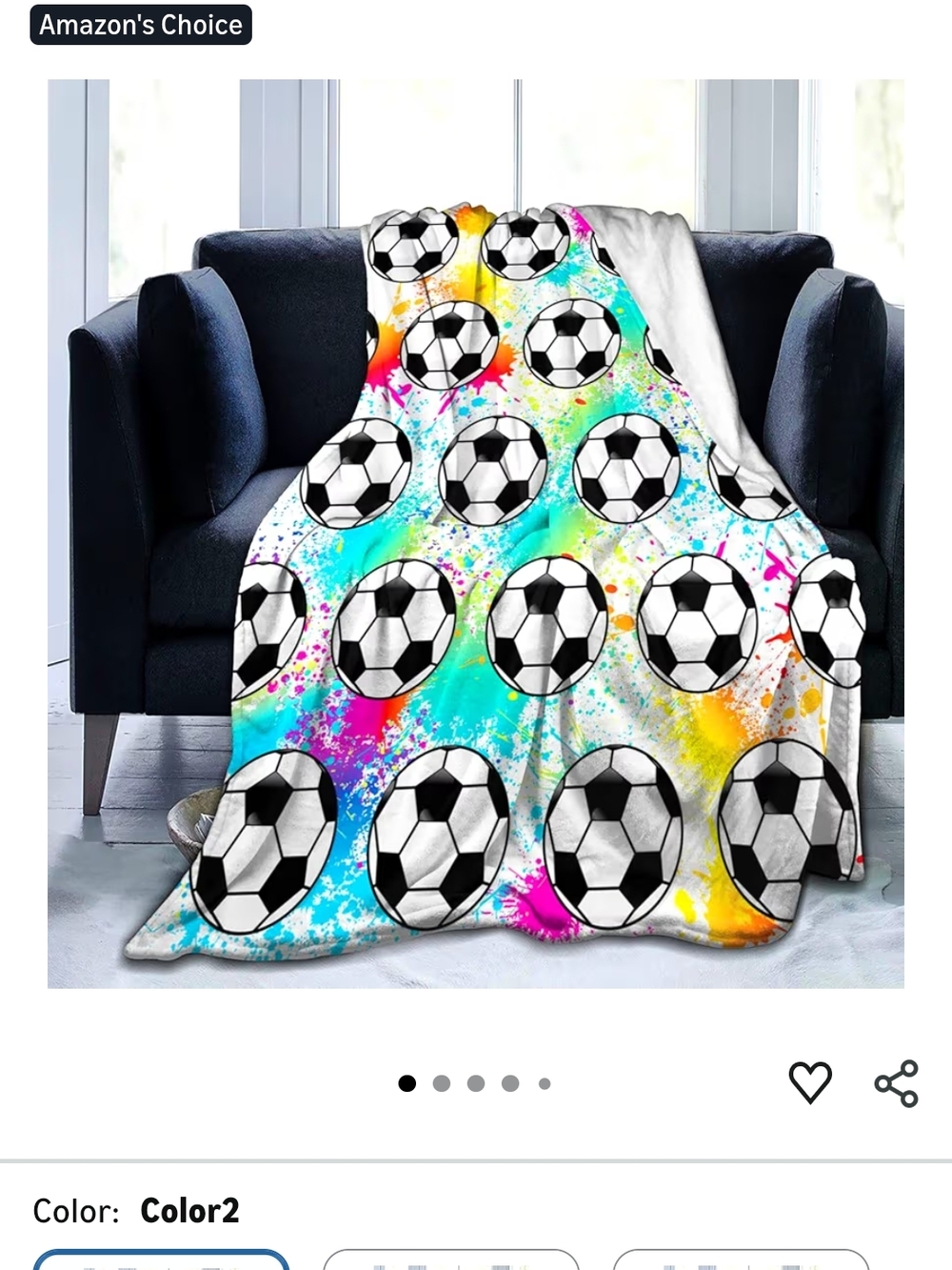 Soccer Ball Splash Plush Throw Blanket - White / Multi